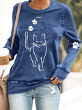 Women's Cute Cat Print Cat Lovers Casual Sweatshirt