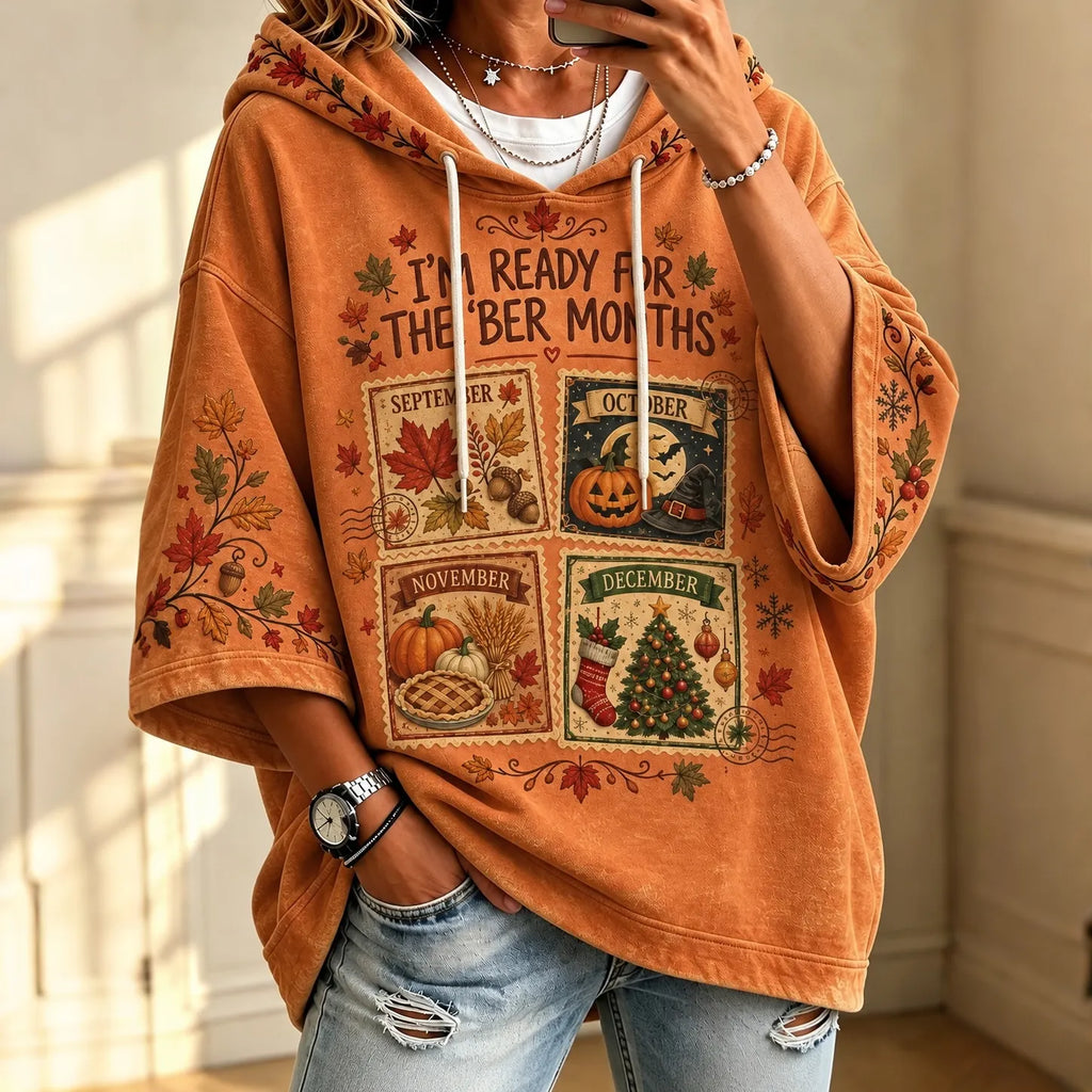 Women’s Vintage I'm Ready For The 'ber Months Print Comfy Hoodie
