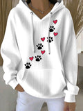 Women's Retro Animal Dog Paw Print Casual Cotton Hoodie