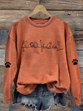 Women'S Cat Paw Print Casual Sweatshirt