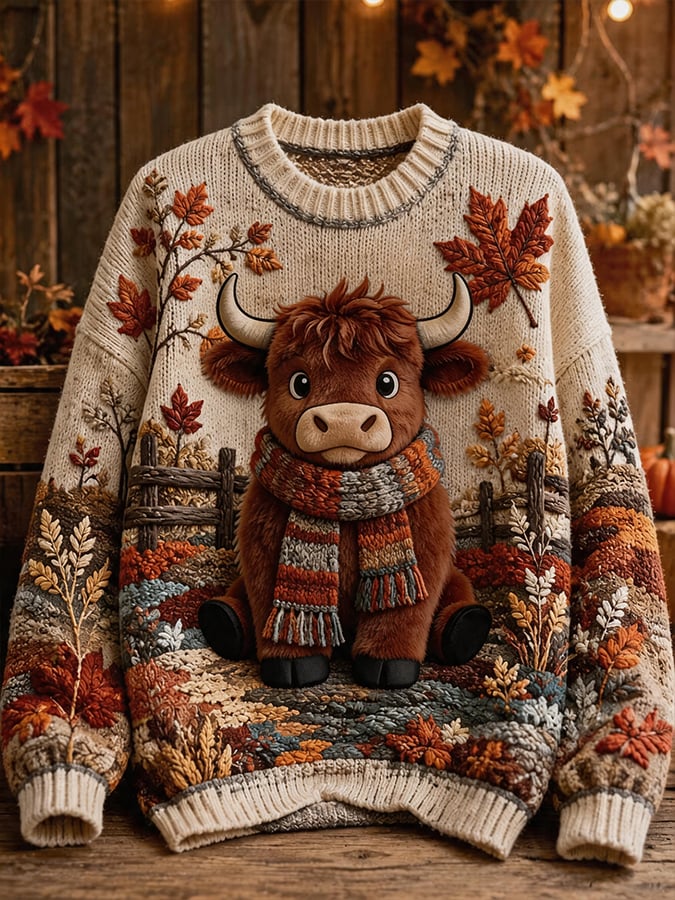 Women's Autumn Highland Denim Print Sweatshirt