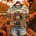 Pumpkin Patch Sisterhood Graphic Print Short Sleeve Top