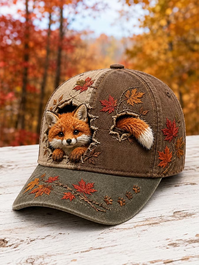 Unisex Fall Fox Printed Hat