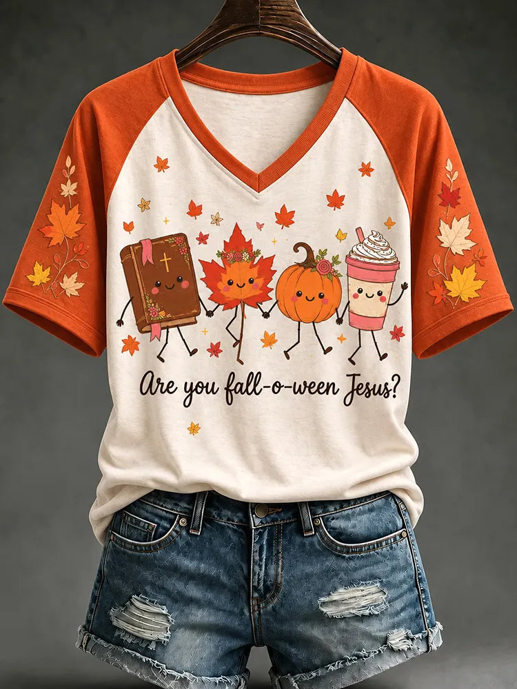 Women's Are You Fall-o-ween Jesus V-neck T-shirt