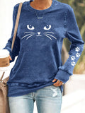 Women's Cute Cat Print Sweatshirt