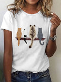 🐾 Buy 3 Save 10%🐱Women's Cat Back Pattern Printed Casual Tee💛100% For Shelter Pets🐱🐶