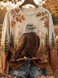 Women's Autumn Animal Print Crew Neck Long-Sleeve T-Shirt