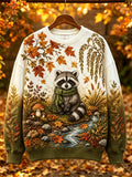 Women's Autumn Raccoon Printed Casual Sweatshirt