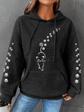 Women's Cute Cat Paw Print Cat Lovers Casual Waffle Hoodie