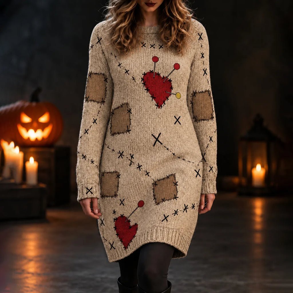 Women's Halloween Voodoo Doll Cosplay Sweater Dress