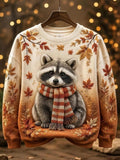 Women's Autumn Animal Print Crew Neck Long-Sleeve T-Shirt