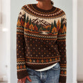 Women's Autumn Landscape Pattern Design Leisure Long Sleeve Sweater