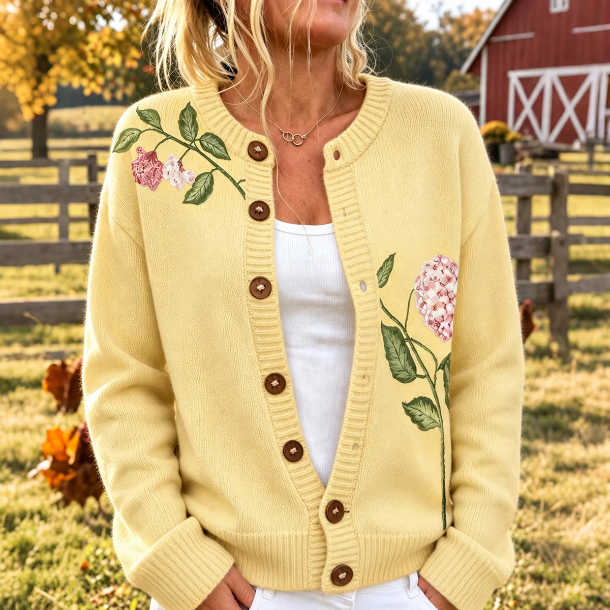 Women's Retro Floral Pattern Art Casual Knit Cardigan
