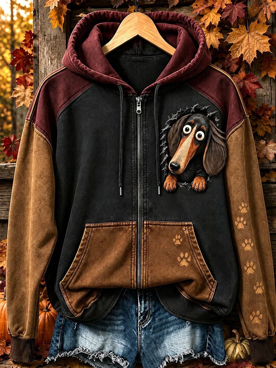 Women's Vintage Animal Print Hoodie