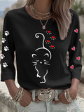 Women's Retro Animal Cat Print T-shirt