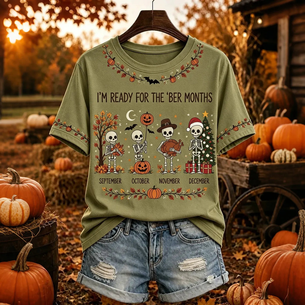 Women's I'm Ready For The 'ber Months Print Crew Neck T-shirt