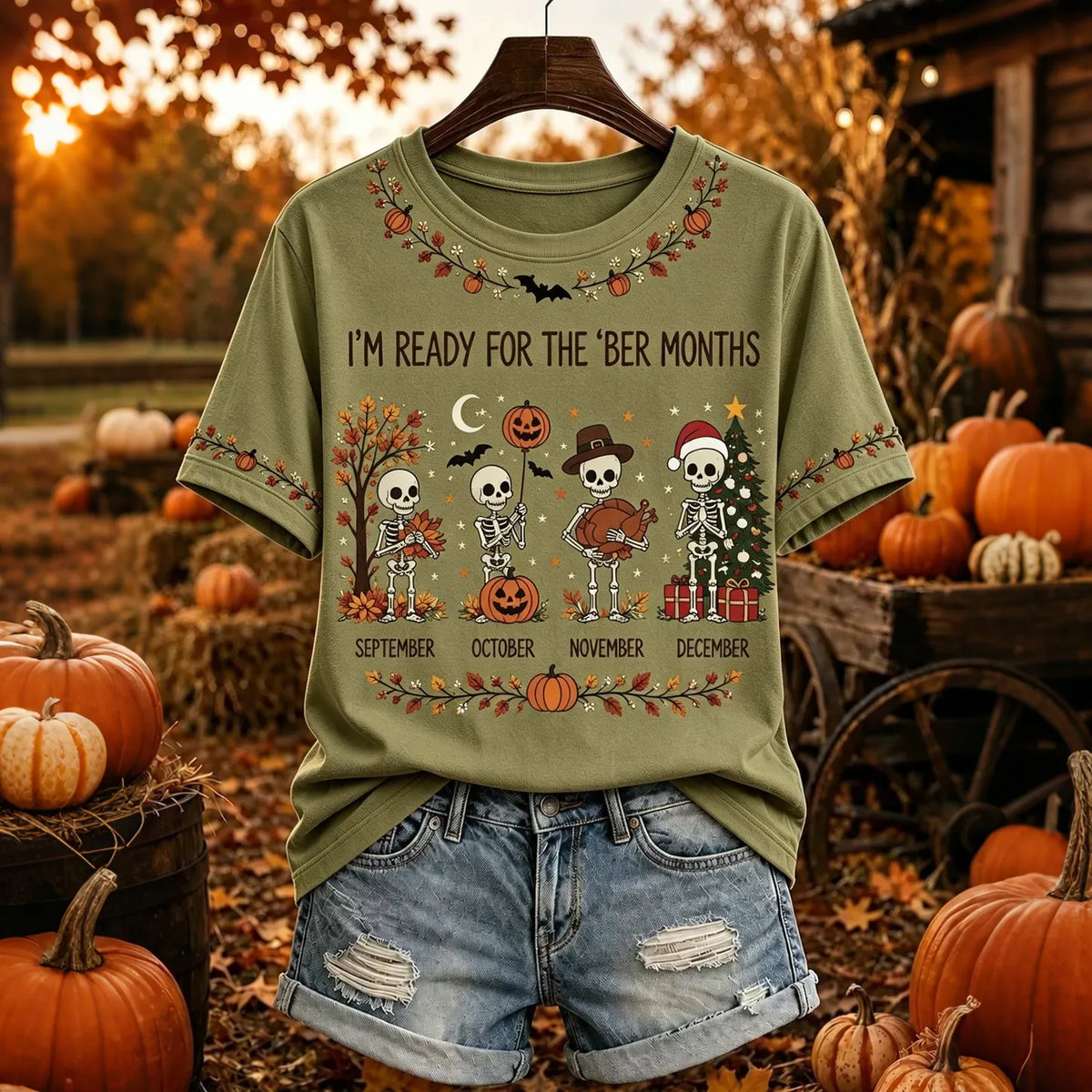 Women's I'm Ready For The 'ber Months Print Crew Neck T-shirt