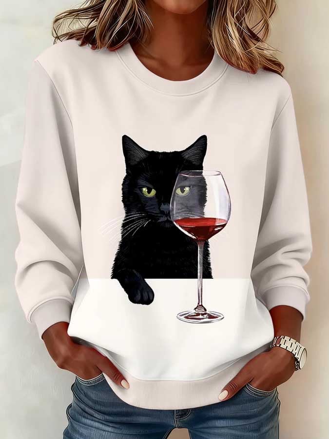 Women's Animal Print Crew Neck Sweatshirt