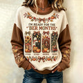 Women's Retro Vacation Autumn Color Block Print Crew Neck Sweatshirt