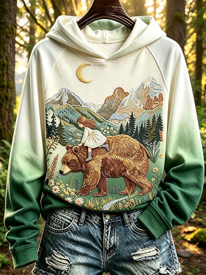 Women's Casual Printed Hooded Sweatshirt