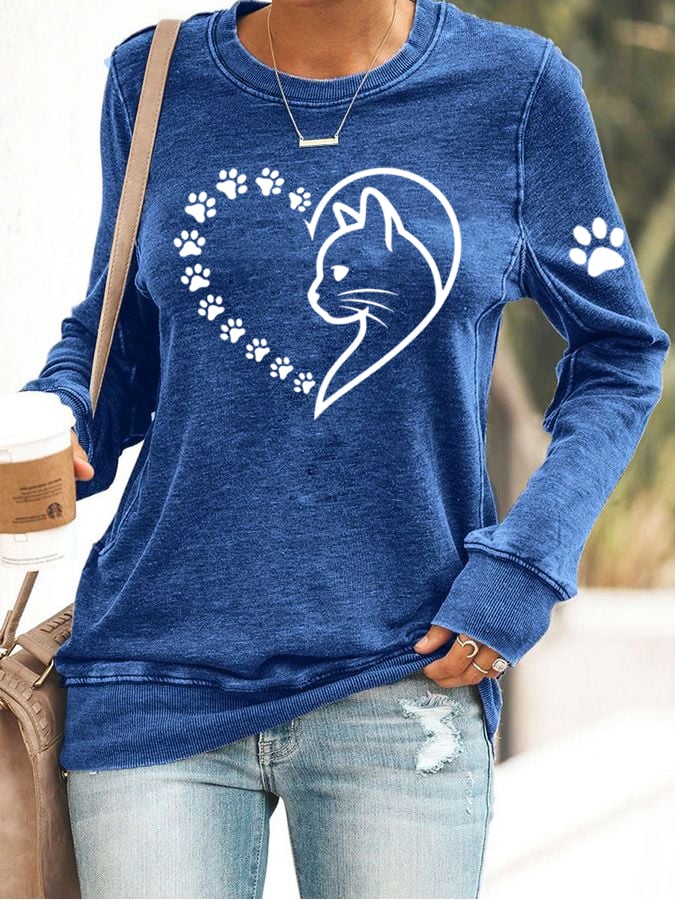Women's Heart Paw Print Sweatshirt