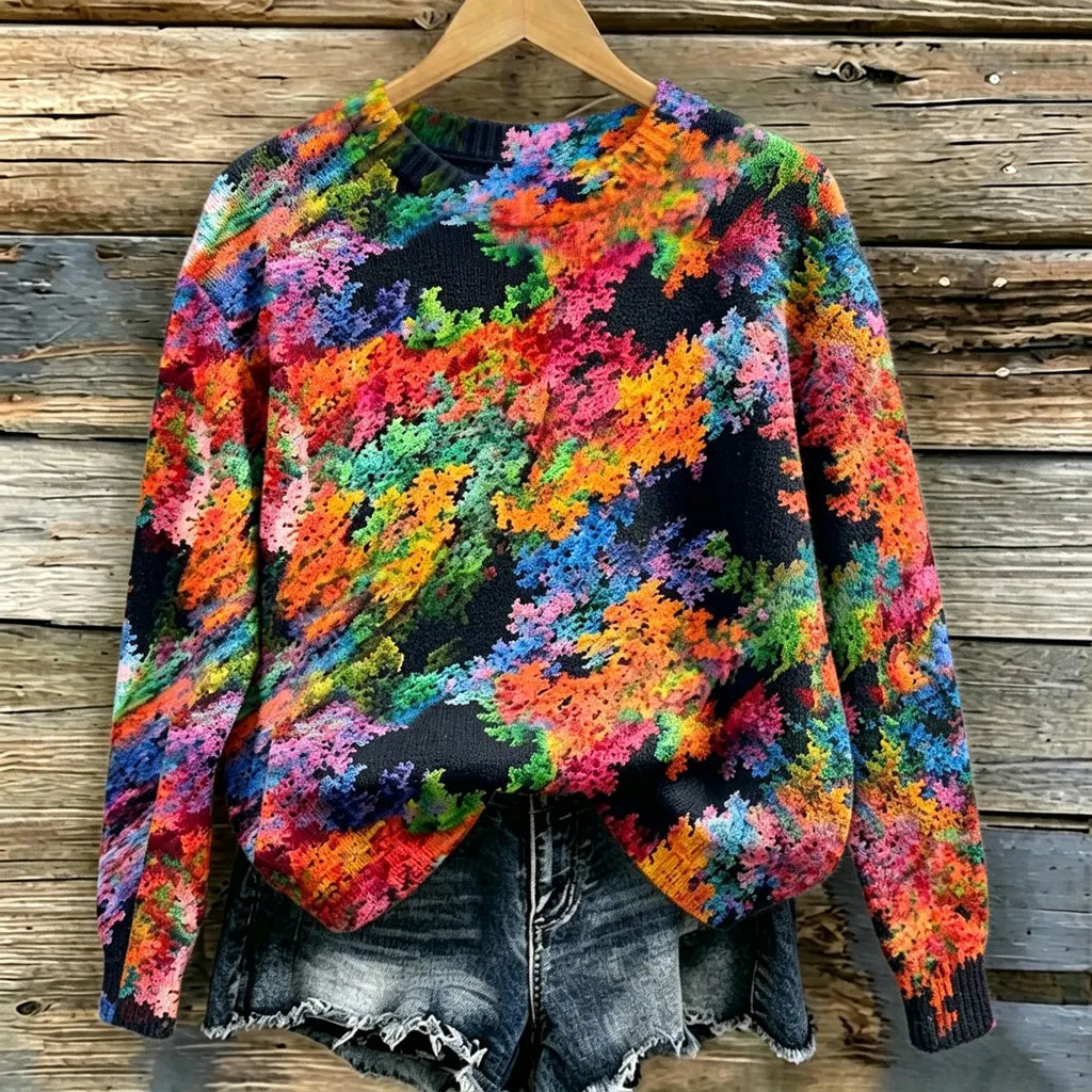 Women's Retro Bohemian Print Sweater