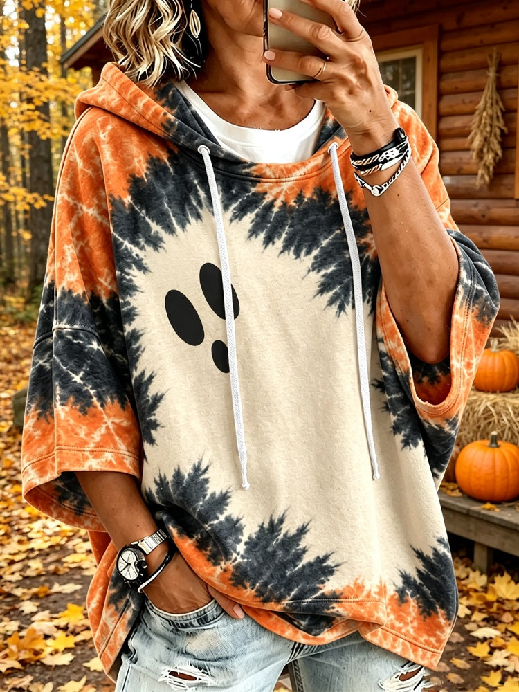 Women's Halloween Tie-dye Ghost Print Sweatshirt