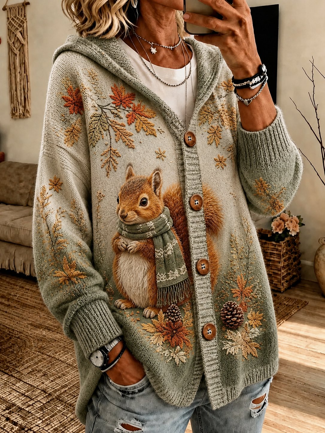 Women's Casual Plaid Print Cardigan For Autumn