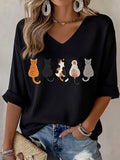 🐾 Buy 3 Save 10%🐱Women's Casual Cute Cat Print T-shirt💛100% For Shelter Pets🐱🐶