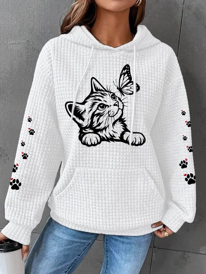 Women's Cute Cat Print Casual Sweatshirt