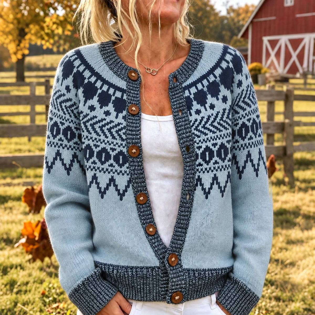 Women's Icelandic Pattern Art Casual Knit Cardigan