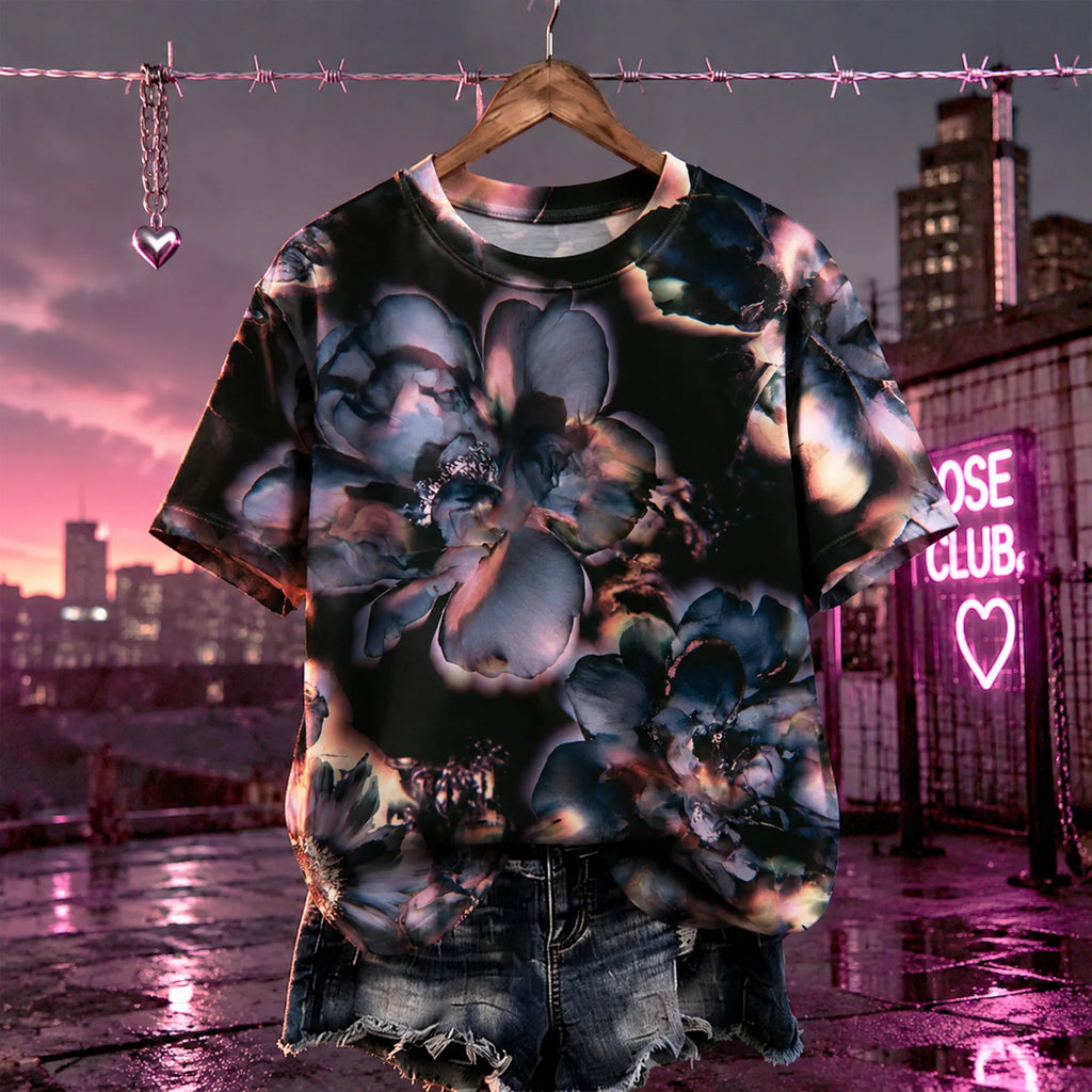 Women's 90s Retro Aesthetics Dark Bohemian Style Y2k Millennium Style Floral Print Casual Top