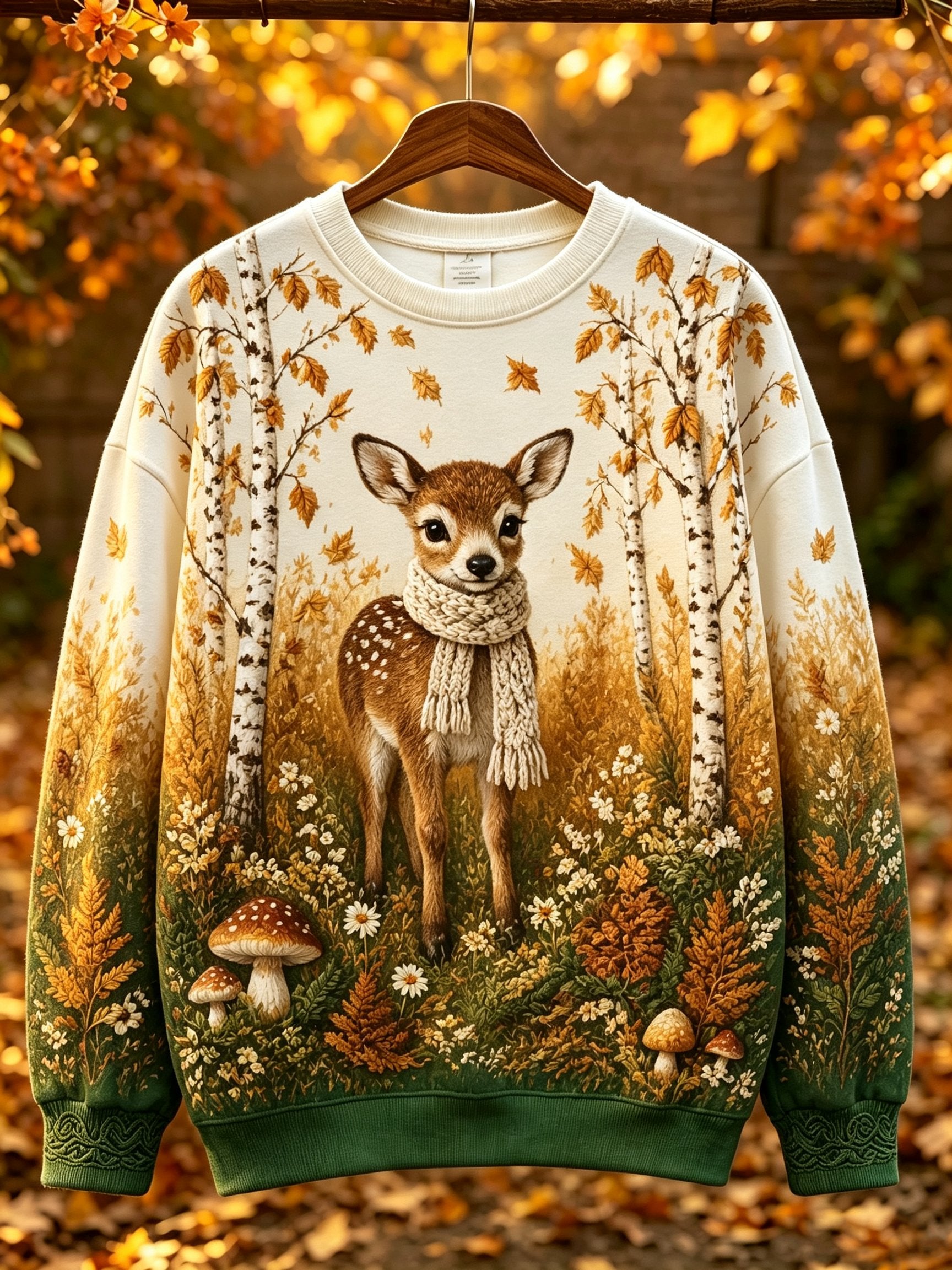Women's Autumn Sika Deer Printed Casual Sweatshirt