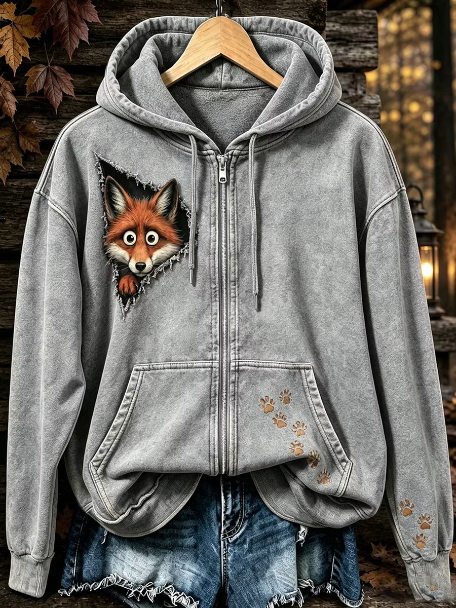Women's Vintage Animal Print Hoodie