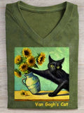 Women's Naughty Cat T-shirt Print Top