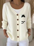 Women's Cat Paw Print Casual Cardigan
