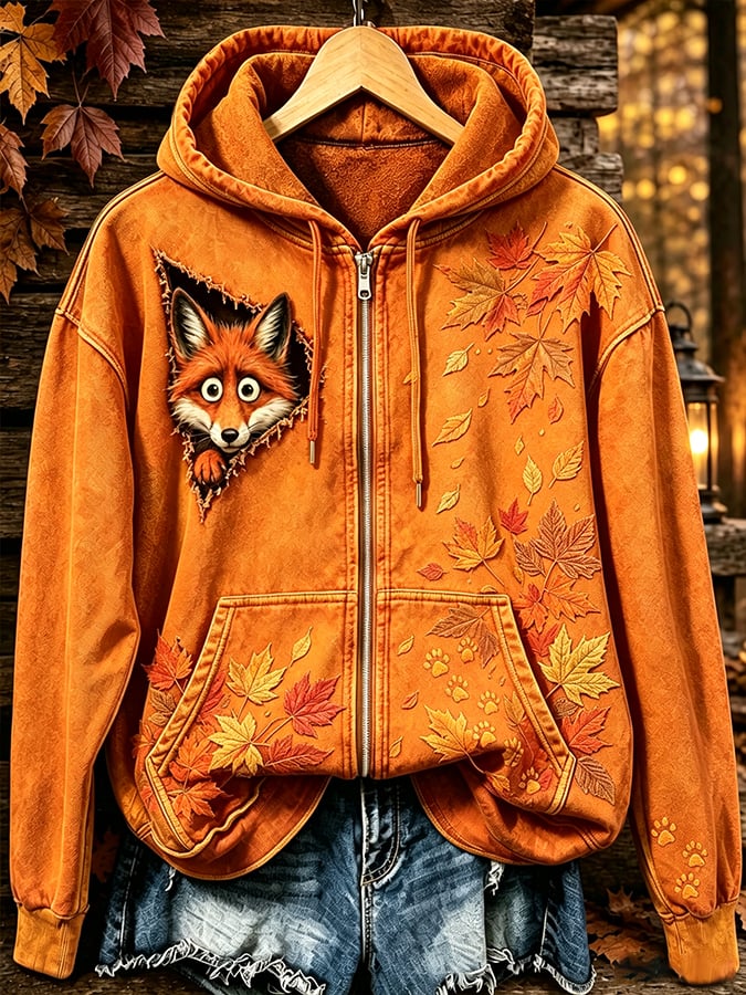 Women's Autumn Fox  Printed Casual Sweatshirt