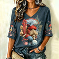 Women's Bohemian Hippie Mushroom Floral Crop Top