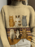 Women's Cat Print Casual Sweatshirt