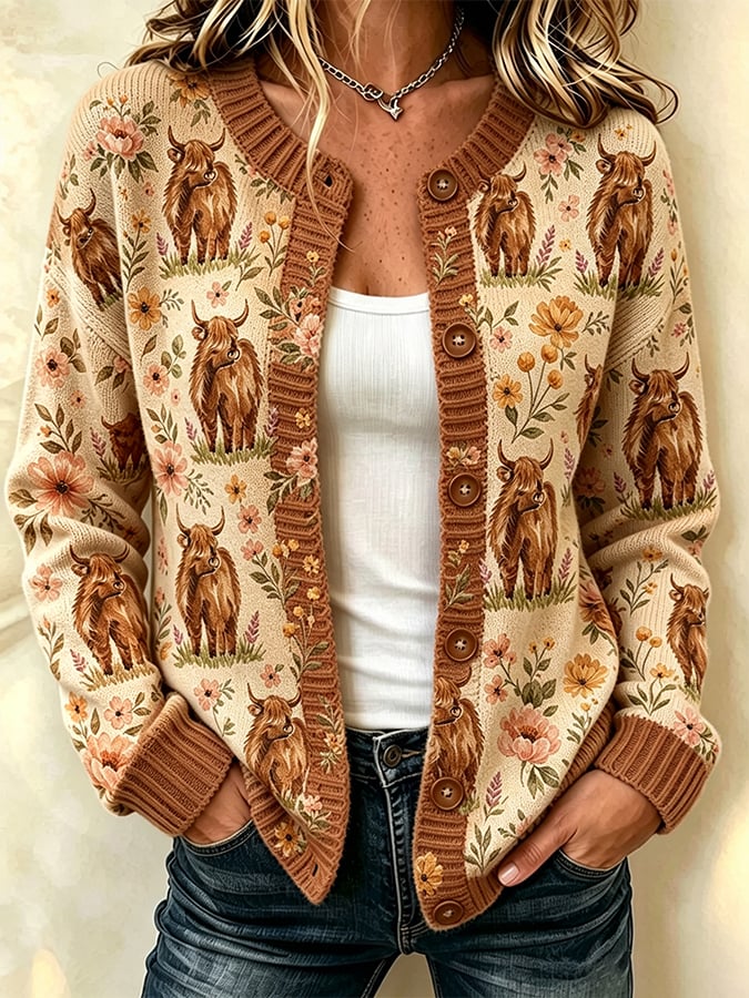 Women's Highland Cow Print Top