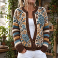 Women's Vintage Floral Print Knit Cardigan Sweater
