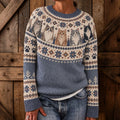 Women's Retro-style Cute Cat Ethnic Jacquard Knit Cozy Sweater