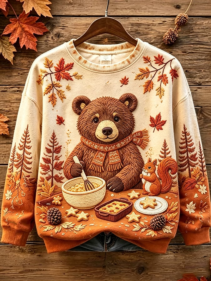 Women's Casual Printed Long-Sleeve Sweatshirt