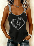 Women's Cat Print Casual Vest