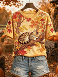 Women's Casual Autumn Cute Cat-Print Top