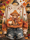 Women's Autumn Highland Denim Print Sweatshirt