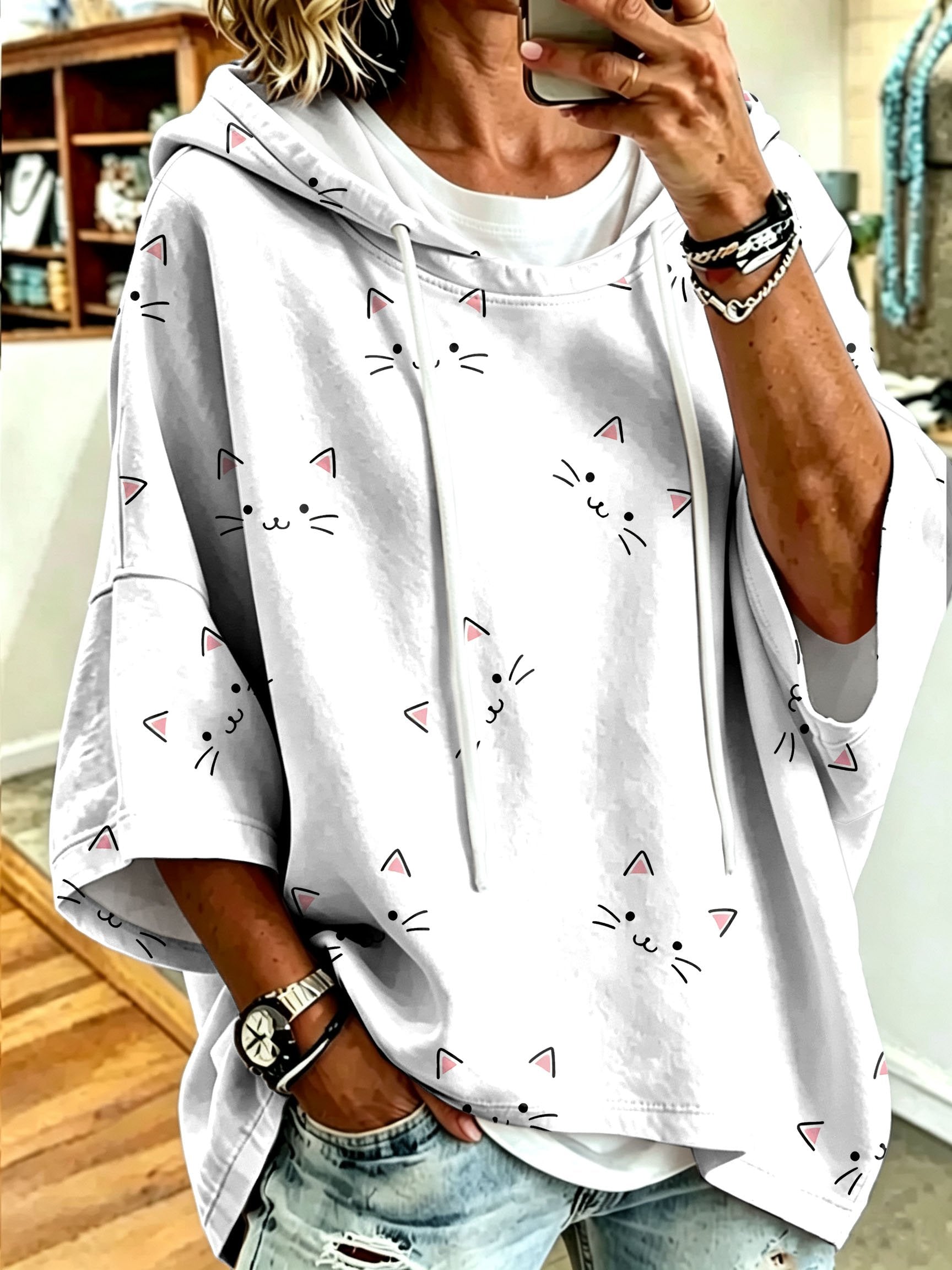 Women's Casual Printed Loose Sweatshirt
