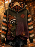 Women's Vintage Faith‐Quote Woodland Animal Graphic Print Hoodie