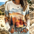 Women's Fall In Faith Autumn Landscape Painting Pattern Sweatshirt