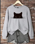 Women's Cute Black Cat Print Casual Top